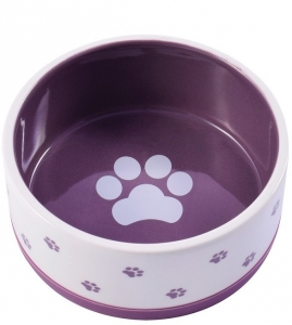 Миска керамическая для животных, фиолетовая с белым